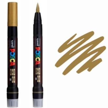 Imagem de Caneta Posca 350 Ouro Brush Pen Metálica