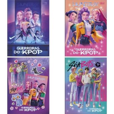 Imagem de Kit de Cadernos, Tilibra, Brochurão, Capa Dura, Guerreiras do K-Pop, 80 Folhas, Pacote com 5
