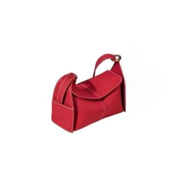 Imagem de Bolsa tiracolo de couro mini Eaves, bolsa quadrada pequena retrô para mulheres, bolsa de ombro diária de couro genuíno macio, Bolsa Beiral (Kaiyun Vermelho)