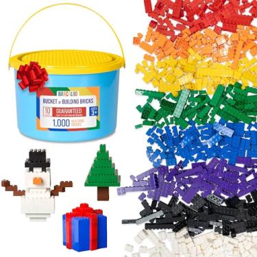 Imagem de Barcaloo 1000 Piece Bucket of Building Bricks Set, Assorted Bulk Buckets of Bricks Mix - 10 Classic Color Building Blocks, Alternative Compatible with Lego Sets Classic
