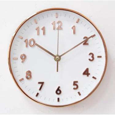 Imagem de Relógio de Parede Moderno Silencioso 20cm – Decoração para Cozinha, Sala, Quarto e Escritório(Rose/Branco)