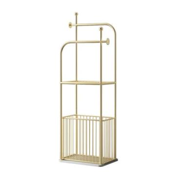 Imagem de porta-toalhas Toalheiro de banheiro, rack armazenamento metal moderno para, prateleira(Gold)