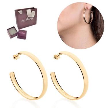 Imagem de Brinco Argola Rommanel Grande Lisa Ouro 18k Antialérgico 522901