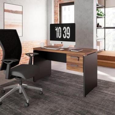 Imagem de Escrivaninha Mesa Escritório Diretor Retangular com Gaveteiro Suspenso