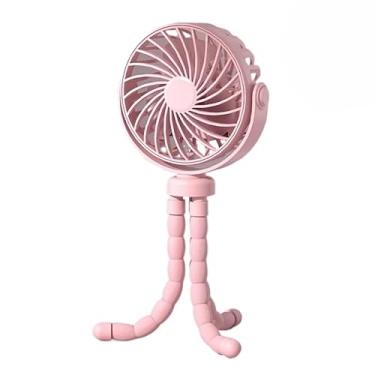 Imagem de Ventilador portátil recarregável Ventilador silencioso de três velocidades com suporte tripé (rosa)