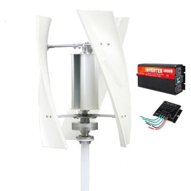 Imagem de HUIZHITENGDA Kit de Gerador Eólico Vertical Sem Núcleo de 3000W 220V 48V 24V 12V com Inversor Conversor de Voltagem 220V para Uso Residencial, Sistemas Fora da Rede,220v