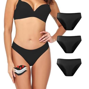 Imagem de Battewa Calcinha feminina ultramacia à prova de vazamento para incontinência leve, absorvente, lavável, reutilizável, 20 ml, pacote com 3 (preta, GG)