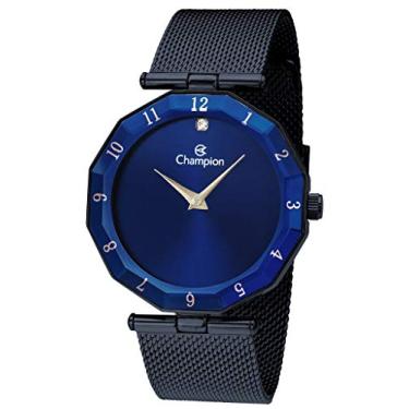 Imagem de Relógio Feminino, CN20864K, Champion, vidro sextavado, pulseira em aço azul