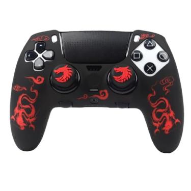 Imagem de RALAN Capas de controle de silicone Dragon com aderência de 2 polegares compatíveis com PS5 Dualsense Edge Controller Play Station 5 Acessórios, capa antiderrapante à prova de suor