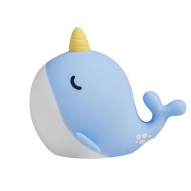 Imagem de faralite Linda luz noturna narval, lâmpadas LED portáteis de baleia engraçada, lâmpada de berçário de silicone recarregável para quarto de bebê, alimentação de café da manhã, quarto, acompanhante