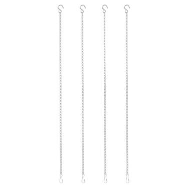 Imagem de PATIKIL 4 correntes suspensas com ganchos S, ganchos de plantas de 40 cm para alimentadores de pássaros, lanternas, sinos de vento, quadros-negros e ornamentos, prata