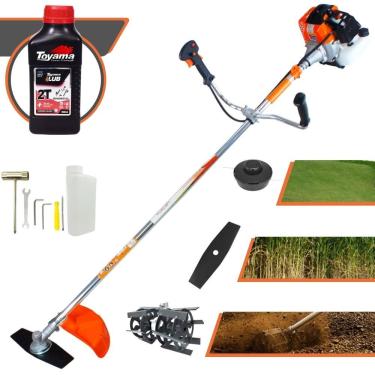 Imagem de Roçadeira Profissional Lateral Vulcan Vr430s À Gasolina 43cc 1,7hp 2t + Enxada Rotativa Duraline Tubo 28mm Eixo 8x9 Es