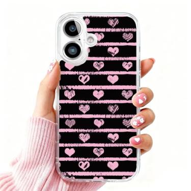 Imagem de DSJIFGEW Design de capa transparente padrão para iPhone 16 | Antiamarelamento, parte traseira rígida, proteção contra quedas de nível militar, suporta carregamento sem fio