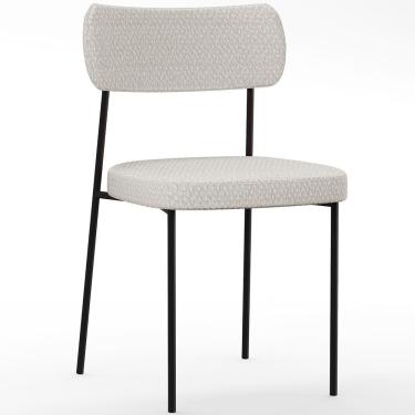 Imagem de Cadeira Decorativa Estofada Para Sala De Jantar Melina L02 Bouclê Cru