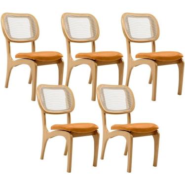 Imagem de Kit 5 Cadeiras Para Sala De Jantar Estofada E Tela Mariah L02 Couríssimo Whisky