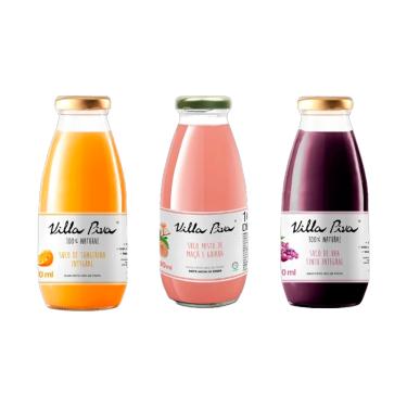 Imagem de Kit 3 Sucos Integrais Villa Piva 300ml: Uva, Tangerina, Goiaba