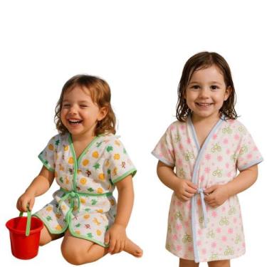 Imagem de Roupão de Banho Infantil 100 Algodão para Praia Piscina e Natação Até 