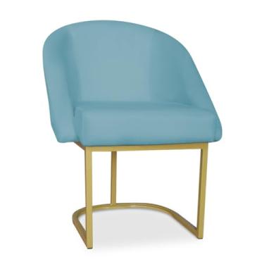Imagem de Poltrona Decorativa Lua Veludo Amarelo Base Metal Dourada - Design Moderno e Conforto para Sala, Quarto - JRC Móveis (Base Metal, Azul Turquesa)