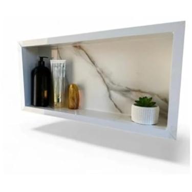 Imagem de NICHO DE PORCELANATO PARA BANHEIRO 60X30 CM DE EMBUTIR NA PAREDE PORTA SHAMPOO(BRANCO)