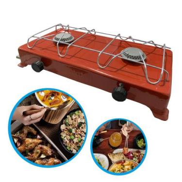 Imagem de Fogão Portátil Camping Duas Bocas A Gás Vermelho - Jolly
