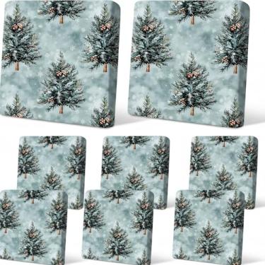 Imagem de Tingjoo 8 peças de capa de almofada elástica para sofá para área externa para substituição de móveis de pátio, capas de sofá para cadeira, protetor macio de flexibilidade (árvore de Natal)