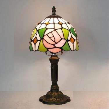Imagem de Luminária de mesa vintage americana com LED, personalizada e criativa, para sala de estar, escritório, quarto infantil, casa de campo ou hotel, com vidro colorido (Estilo 3)