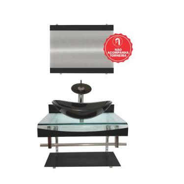 Imagem de Gabinete de Vidro 70cm para banheiro Holanda  - EKASA, Preto