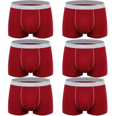 Imagem de Pacote Com 6 Boxers, Roupas íntimas Masculinas, Shorts Retrô, Red, 5XL