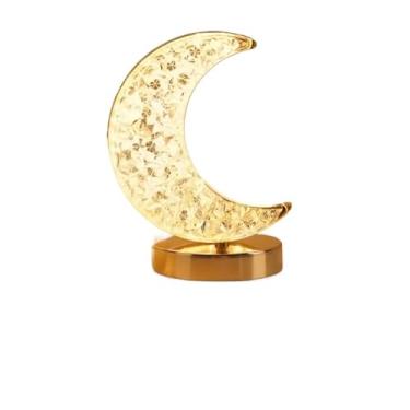 Imagem de LumináRia Abajur de Mesa Lâmpada Quarto Luxuosa Recarregavel AcríLico 3 Tons de Led, Acessórios Essenciais para a Casa(2 UNIDADES LUA)