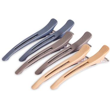 Imagem de Medoca 6 peças de grampos de cabelo para pentear – sem vincos – Grampos de cabelo antiderrapantes com bico de pato com faixa de silicone – Clipes de corte de cabelo de salão – Multicoloridos