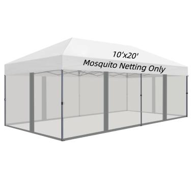 Imagem de Hiviva Rede mosquiteira de 3,5 x 6,8 m para mirante, pérgola, barraca pop-up, 4 painéis com zíper para pátio ao ar livre, quintal (cinza, apenas mosquiteiro)