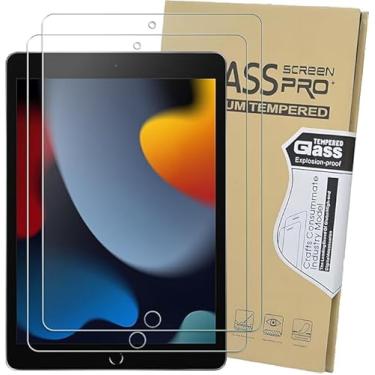 Imagem de Pacote com 2 protetores de tela para iPad 9ª 8ª geração, protetor de tela de 10,2 polegadas, compatível com ID facial e Apple Pencil, ultrarresistente, compatível com capas