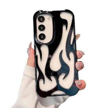 Imagem de FXFOOT Capa protetora moderna com chama para Samsung Galaxy A15 [revestimento de cor 3D Deluxe] [Design oco de dissipação de calor] Capa macia protetora ultrafina à prova de choque - preta