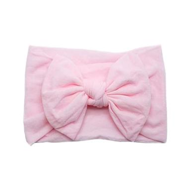 Imagem de Laços De Cabelo Infantil Menina Turbantes De Bebê Fixa Grossa Rosa Bebê