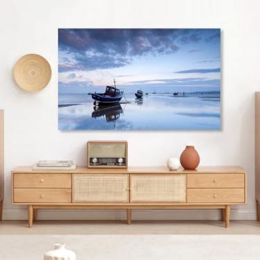 Imagem de Capa de TV Capa contra poeira universal para ambientes internos 81.3-203.2 cm capas de proteção de tela LCD LED impressão paisagem para monitor curvo/plano decorativo-azul-5#||152.4 cm (141 x 85 cm)