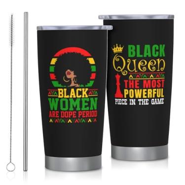 Imagem de FUWERMON Presentes pretos afro-americanos para mulheres, presentes para mulheres negras, copo de aço inoxidável, presente inspirador para mulheres, aniversário, dia das mães, juneteenth