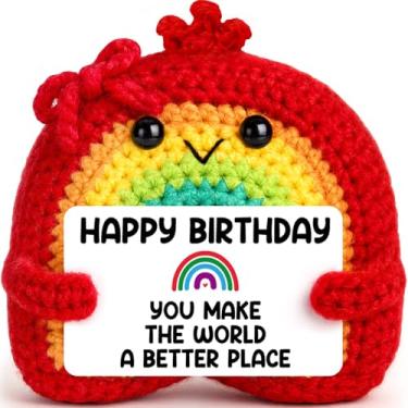 Imagem de Agantree art Happy Birthday Rainbow Crochet Gifts for Women Men Unique Best Birthday Decoration for Best Friend Friends Sister Coworker Boss Funny 18th Sweet 21th for Daughter Son Teen Boys Girls