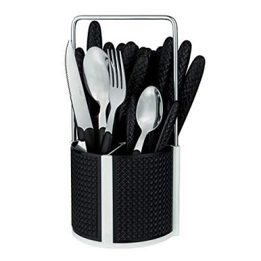 Imagem de Conjunto de Talheres Varanda Gourmet Diamond, 24 peças, Preto, Euro