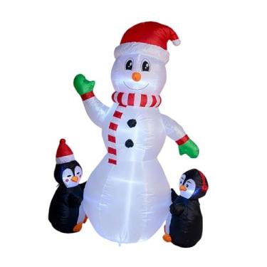 Imagem de IEUDNS Boneco de Neve Inflável com Pinguins para Decoração de Jardim com LED Embutido - Decoração Divertida para Festas - 180 Cm de Altura - Ideal para Quint