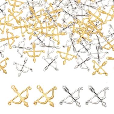 Imagem de CHGCRAFT Pingentes de arco e flecha em 2 cores, pingentes de arco e flecha, laço tibetano, coleção de berloques vintage para fazer joias, brincos, colar, pulseira, chaveiro, artesanato, faça você