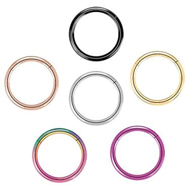 Imagem de arvinpiercing 6 anéis de nariz de titânio G23 - 20G 18G 16G 14G diâmetro 6 mm/7 mm/8 mm/9 mm/10 mm/11 mm/12 mm anel de segmento articulado ouro/ouro rosa/prata/preto/rosa/arco-íris, Granito