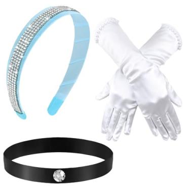 Imagem de Brimekichio Acessórios de princesa, luvas, gargantilha, fantasia de princesa, acessórios de fantasia de princesa, pérola branca