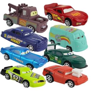 Imagem de Kit 8 Carrinhos Fricção Filme Carros 3 Relampago Mcqueen Coleção Presente para Criançada