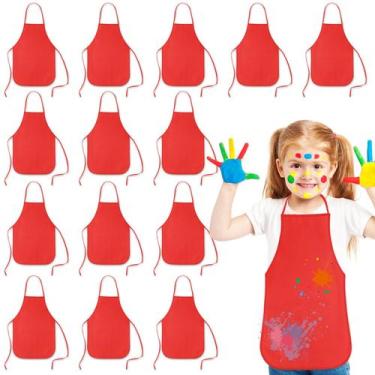 Imagem de Aventais de arte infantis KUUQA Red, pacote com 16 para pintura de 3 a