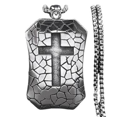 Imagem de TIRROMAJA Novo colar de cruz cristã retrô para mulheres e homens, aço inoxidável, cor prata, motociclista, amuleto, corrente de joias, colar masculino com acessórios para você, presente criativo