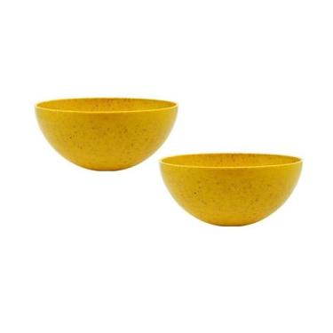 Imagem de Kit 2 Mini Bowl Fibra Madeira Green Colors Amarelo 240Ml - Bb Store
