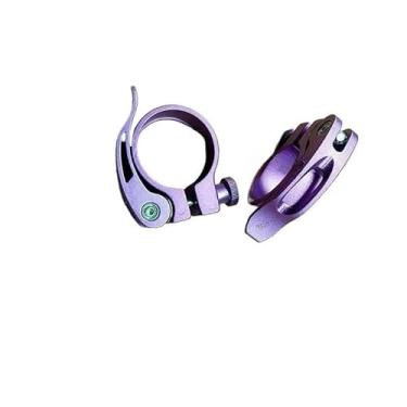 Imagem de 1 par de grampos de assento de bicicleta de montanha braçadeira de tubo de liberação rápida acessórios de tubo de assento de bicicleta de liga de alumínio (roxo, 34,9 mm-1 par)