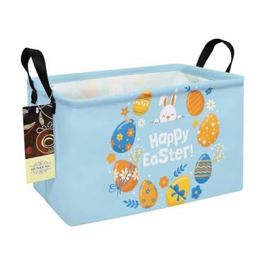 Imagem de HUNRUNG Cesta De Armazenamento Retangular, Organizadora Lona Fofa Para Brinquedos Animais Estimação/Crianças, Livros E Roupas, Perfeita Quartos/Salas Jogos (Ovo Páscoa Coelho)