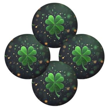 Imagem de ATTX Jogo americano redondo trevo verde para mesa de jantar, jogo americano de decoração do dia de São Patrício, tapetes para mesa de cozinha para 4#23