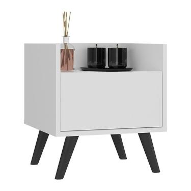 Imagem de Gabinete Armário Banheiro 40Cm Retrô Multimóveis V5037 Branco/Preto Branco/Preto